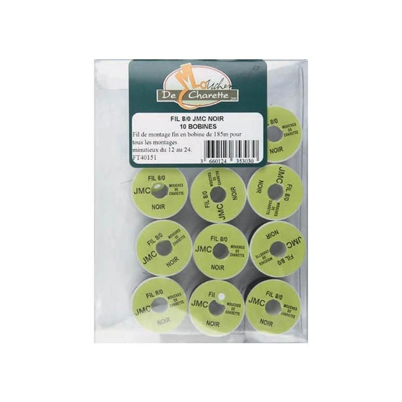 FIL 8/0 JMC NOIR - 10 BOBINES 1 FIL 8/0 JMC NOIR - 10 BOBINES